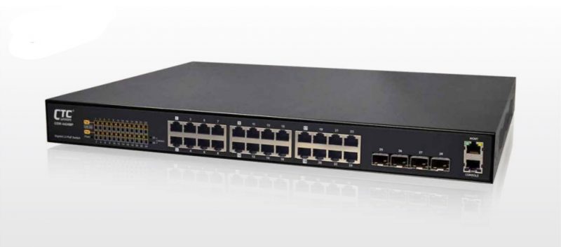 GSW-4424MP 24 x GbE/RJ45 + 4 x 1G/10G SFP+ with 24 x PoE+ (450W) L2 Managed Ethernet Switch
